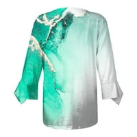 Kaveitl ženske majice, ženska modna tiskana Ležerna V-izrez rukava s majicom Bluza Green, XXL