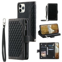 Crossbody Wallet Torbica za iPhone Pro, luksuzna PU kožna magnetska kopča Zipper Pocket Card Slots Zaštitni