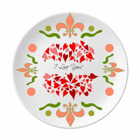 Valentinovo Volim te crvena cvjetna keramika ploča za večeru jelo za večeru