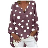 Ljetne žene pamučne posteljine majice Trendy kratki rukav casual cvjetni tunik TEES COMFY Soft V Closety