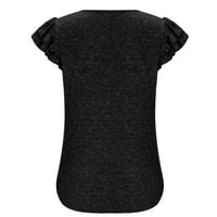Plus veličine za žene Dressy Casual Solic Tunic Tunts Ljeto udobne slatke bluze V izrez ruffle rukave