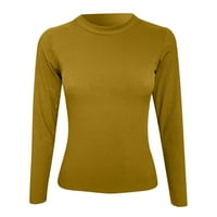 GUBOTARE prevelike majice za žene žene plus veličina dugih rukava tunika crewneck košulja s ukrasom, žuto xl