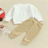 Toddler Boys Valentinovo odijelo Pismo Ispiši duksericu dugih rukava i čvrste duge hlače postavljene