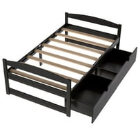 Churanty Twin Veličina platforme Drveni dnevni krevet s dvije ladice.Twin Veličina kapetana Kreveni okvir, nije potrebna opruga Bo, jednostavna montaža, za djecu, odrasle, Expresso