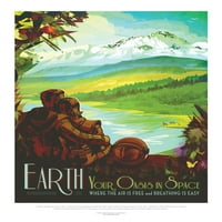 Vizije buduće zemlje Zemlje Fantasy Travel Ad Plaster Wall Art Prodano od Art.com