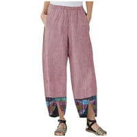 Nova moda, AXXD Ljeto Loose Lanen Pocket za ispis hlača za ženske hlače za žene čišćenje ružičaste 4