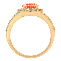 2.78CT Ovalni rez Crveni simulirani dijamant 14k žuti zlatni godišnjica Angažovanje halo prstena veličine
