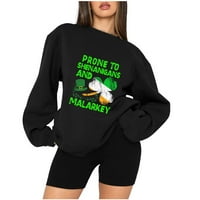 Blažena djetelina Majica Žene St. Patricks Dan Shamrock Tee vrhove bejzbol košulje Ležerne prilike dugih rukava Okrugli izrez Labava bluza St. Patrick's Day grafički duks