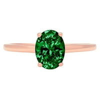1. CT sjajan ovalni rez simulirani smaragd 14k ružičasto zlato pasijans prsten sz 10.5