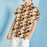 Leisure Toddler Boy Lovely bluza Krave tiskane košulje kratkih rukava spuštajući vrat na vrhu Ljetna
