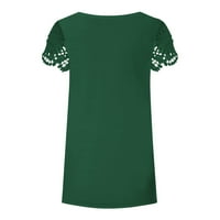 Ženski vrhovi ženske modne casual labav V-izrez tiskani čipka kratkih rukava TOP zelena l