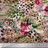 Soimoi ružičasti pamuk poplin lišće tkanina, ruža i leopard životinjska koža kože tkanine sa širokim dvorištem