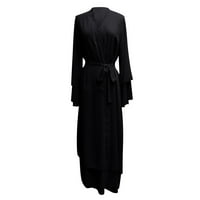 Wendunide Crop vrhovi za žene ženske meke i elegantne šifon čvrste kardigan labav dugi kardigan crni s