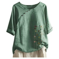 Ženski vrhovi plus veličina cvijeća s kratkim rukavima Ispis labava bluza pulover majice TOPS T majice