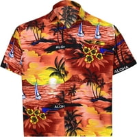 Dugme za muške plaže uvala niz havajske majice 6xl Crvena, plaža scena
