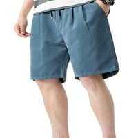 Groanlook muškarci Ležerne prilike na plaži na plaži sa džepovima sa džepovima Čvrsta boja mini pantalone za odmor Prave dna noge