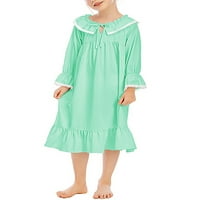 Voguele Kid Girl Sleep Badžama Pajamas Crew Neck Night's Home Noćna haljina obična svijetlo zelena