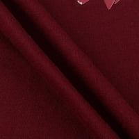 Viktorijanska bluza Ženska ležerna slova Ispis Pulover Majica kratkih rukava Majica Majica okruglih majica, vino, L