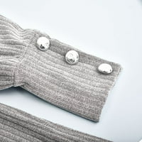 Zimski kaputi za žene Žene Labavi gumb rukavi pleteni vrhovi pulover turtleneck džemper dugi džemperski džemper džemper sivo + SAD: 8