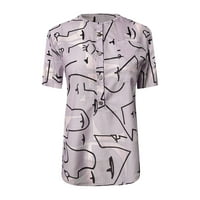 Puntoco bluze za žensko čišćenje, majice za ljeto pamučne posteljine kratkih rukava s majicom labavim gumb dolje bluze posebne ponude ružičaste 8