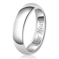 Njegova i njena ugravirana dvije duše jedan srčani klasični sterling srebrni obični vjenčani prsten