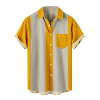 Muška havajska majica s kratkim rukavima labav fit dugme patchwork plaža bluza za odmor Long Stretch casual top sa džepom