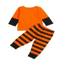 TODDLER Baby Halloween Outfits Osmjeh Pumpkin Ispis dugih rukava s trakiranim hlačama