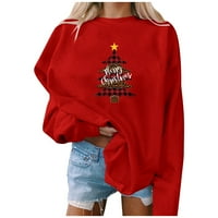 Podplag dukserica za žene, ženski povremeni modni božićni otisnuti pulover s dugim rukavima TOP 2XL