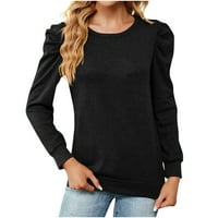 Košulje s dugim rukavima za žene Modni duboki okrugli rubni gumb Dugi rukav bluza s dugim rukavima TOP Ležerni pristigli pulover