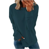 Hoodies HHEI_K ženski modni casual dugih rukava sa punim kratkim majicama za okrugla vrata Top pulover