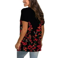 Levmjia Womens Plus size Majica vrhova Clearence Ljeto Modni ženski ljetni V-izrez Kratki rukav Ispis Ležerne prilike za majicu