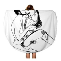 Okrugli ručnik za plažu pokrivač ljubljenje linije sketch of romantic par izrada vrućim putničkim krugom