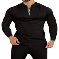 REJLUN MEN TEE CREW CREW Polo majica s dugim rukavima majice Ležerne prilike pulover Plain radna bluza crna 3xl
