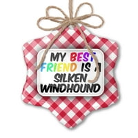 Božićni ukras Moj najbolji prijatelj Silken Windhound pas iz Sjedinjenih Država Red Plaid Neonblond