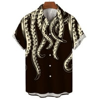 Smiješna košulja za muškarce modna ulična odjeća s kratkim rukavima Muška odjeća Lapel ovratnik hobotnica