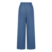Odeerbi pamučne pantalone za žene čvrste udobne casual pantalone elastične duge hlače plave boje