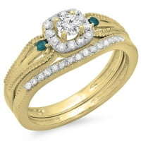 DazzlingRock kolekcija 0. Carat 18k bijeli i plavi dijamantski halo bridalni prsten za uključivanje