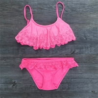 Kupaći kostimi kupaćim odijelom Ljetne djevojke djeca postavljena bikini ruffles šuplje djevojke kupaće