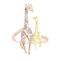 0. CTTW okrugli bijeli prirodni dijamantni giraffe prsten u 14k ružičastog zlata preko sterlinga srebra-6