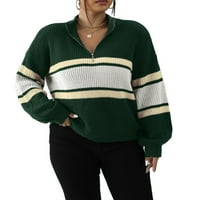 Ležerne prilike u boji blokade navratnik puloveri dugih rukava tamnozeleni plus džemperi veličine