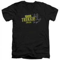 Trevco Star Trek-Trekkie - Odrasli kratkih rukava 30- V-izrez TEE - Crni - Medium