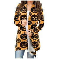 Halloween Cardigan srednje dužina Žene zimski džemper plus veličina košulje s dugim rukavima Grafička odjeća za žene Multicolor 3xl