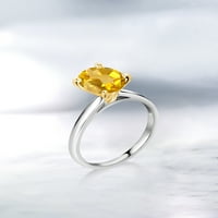Gem kameni kralj 1. CT ovalni žuti citrinski 10k bijeli i žuti zlatni prsten