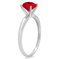 3CT okrugli rez crveni simulirani ruby ​​18k bijelo zlatni godišnjica za angažman prsten veličine 9,75