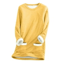 TUNIKI TOP za ženska posadna majica s dugim rukavima TEES TEES SOLISKA Jesen odjeća sa džepom Regularni fit bluze vrhovi Fleece Fashion Y2K odijelo