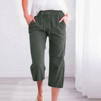 Žene visokog struka širokog nogu hlača navlaka elastične pantalone udobne ravnotežne pantalone s džepovima