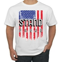 Stand ponosan na američku zastavu Americana American Pride Muška grafička majica, Bijela, 4xL