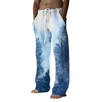 FZM MENS Modni casual tiskane posteljine džepove čipkaste hlače Velike veličine hlače