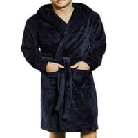 Muška debela Flannel Shawl ovratnik kupaonice Kućna odjeća Salone za spavanje u Pajamasu haljine s džepovima
