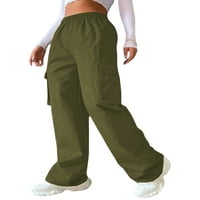 Ženske teretne hlače Elastični struk vezni džepovi labavi fit pantalone Ležerne prilike Jednostavna dna